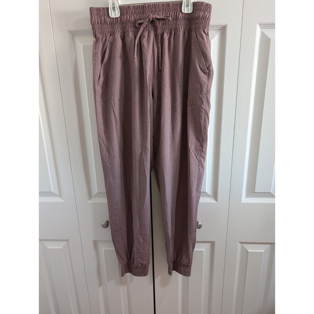 Albion Fit Jetsetter Joggers Womens Large Rose Mauve Lightweight Travel Pants L